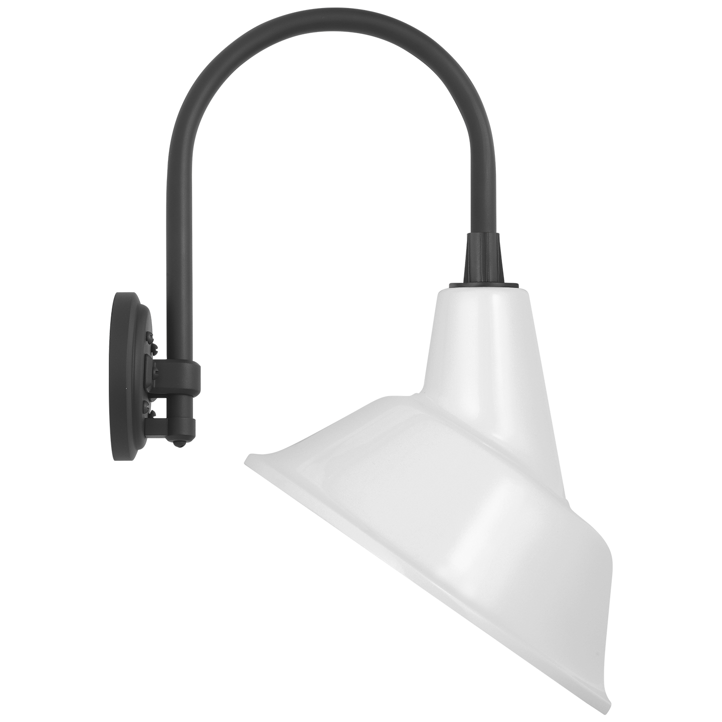 Academy 11" Arched Mack Barn Light | Matte Black | 12.5 | 12.5" White Tilted Bowers Shade