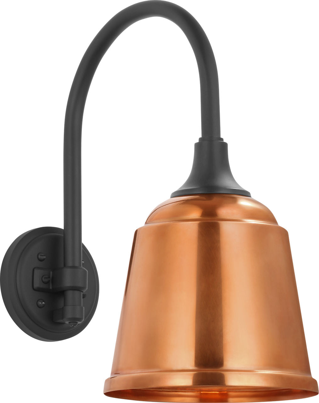 Academy 11" Arched Mack Barn Light | Matte Black | 8 | 8" Soft Copper Rockhouse Shade