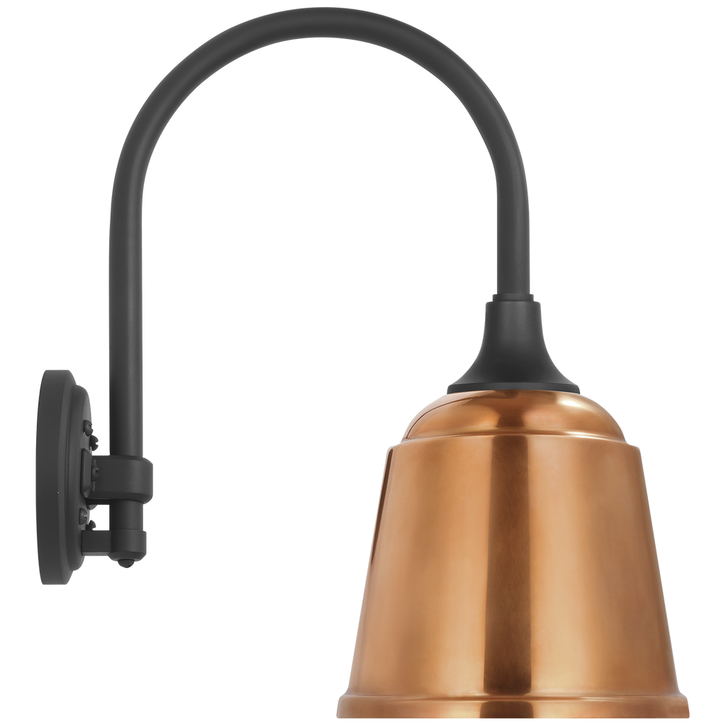 Academy 11" Arched Mack Barn Light | Matte Black | 8 | 8" Soft Copper Rockhouse Shade