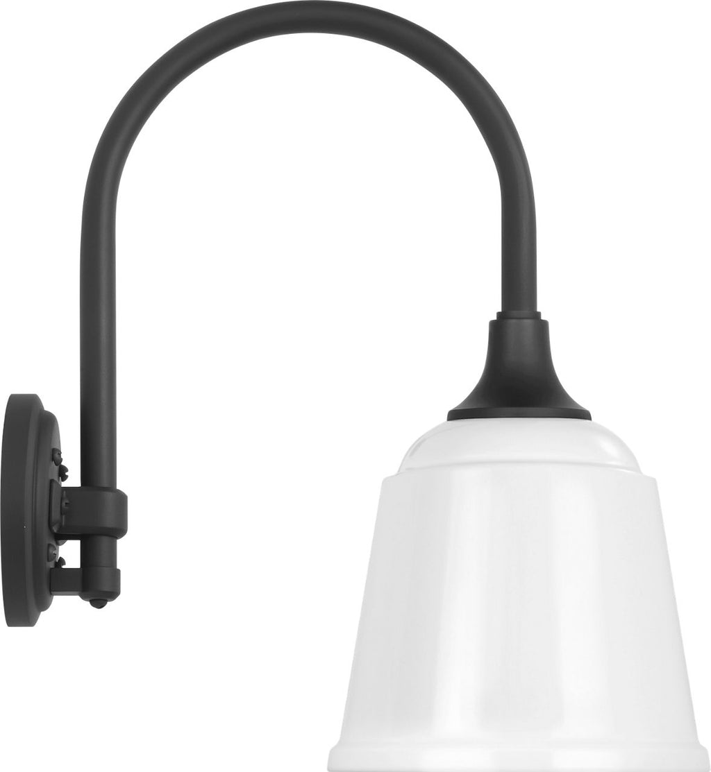 Academy 11" Arched Mack Barn Light | Matte Black | 8 | 8" White Rockhouse Shade