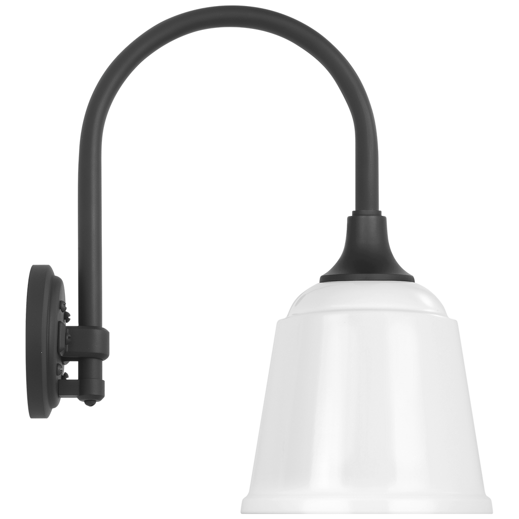 Academy 11" Arched Mack Barn Light | Matte Black | 8 | 8" White Rockhouse Shade