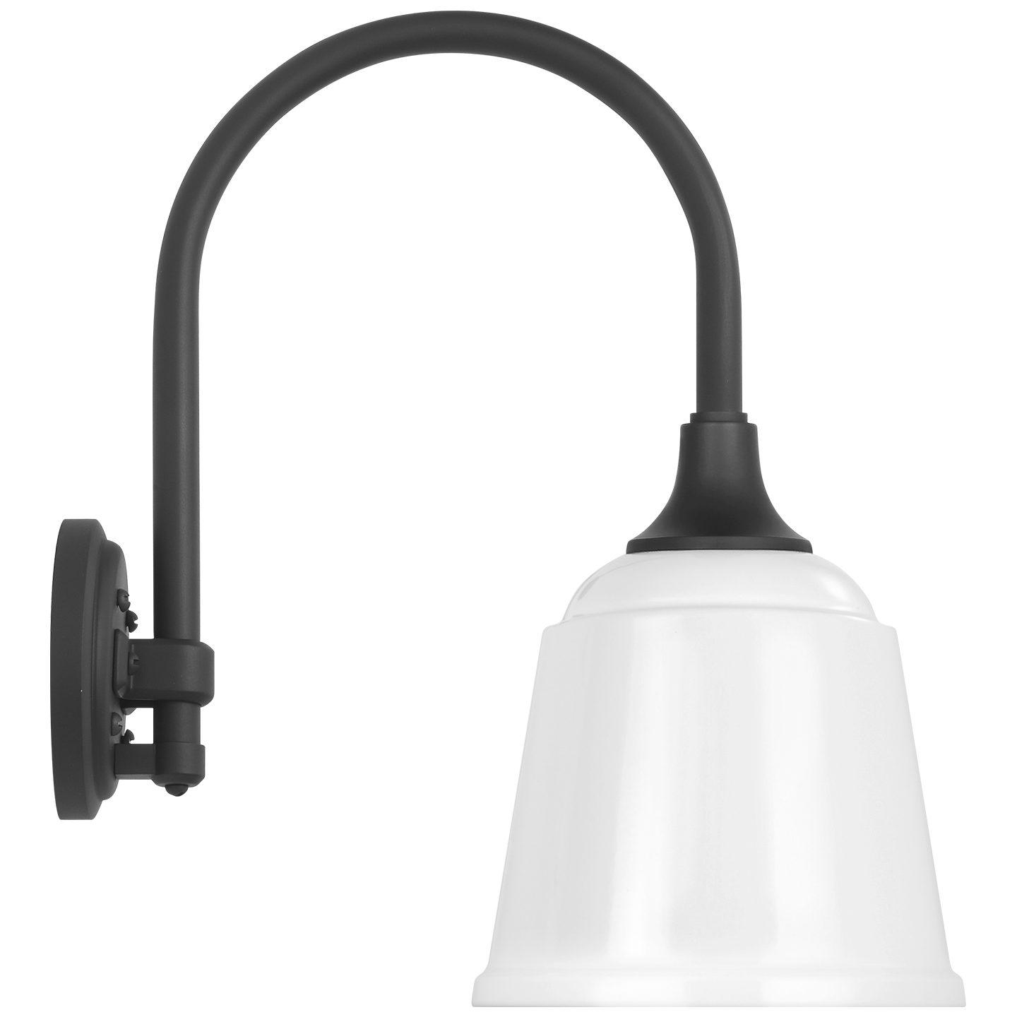 Academy 11" Arched Mack Barn Light | Matte Black | 8 | 8" White Rockhouse Shade