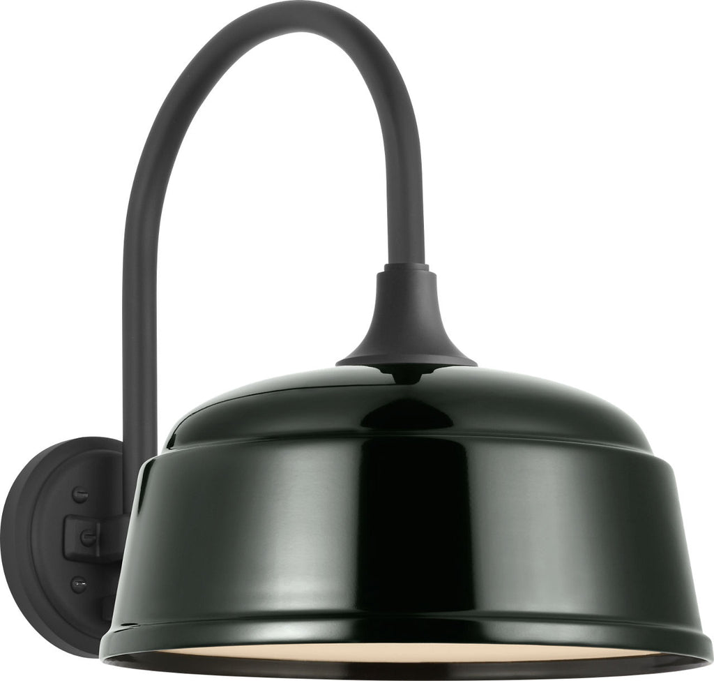 Academy 11" Arched Mack Barn Light | Matte Black | 12.5 | 12.5" Green Rockhouse Shade