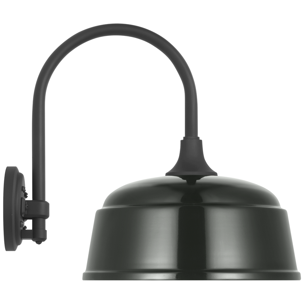 Academy 11" Arched Mack Barn Light | Matte Black | 12.5 | 12.5" Green Rockhouse Shade