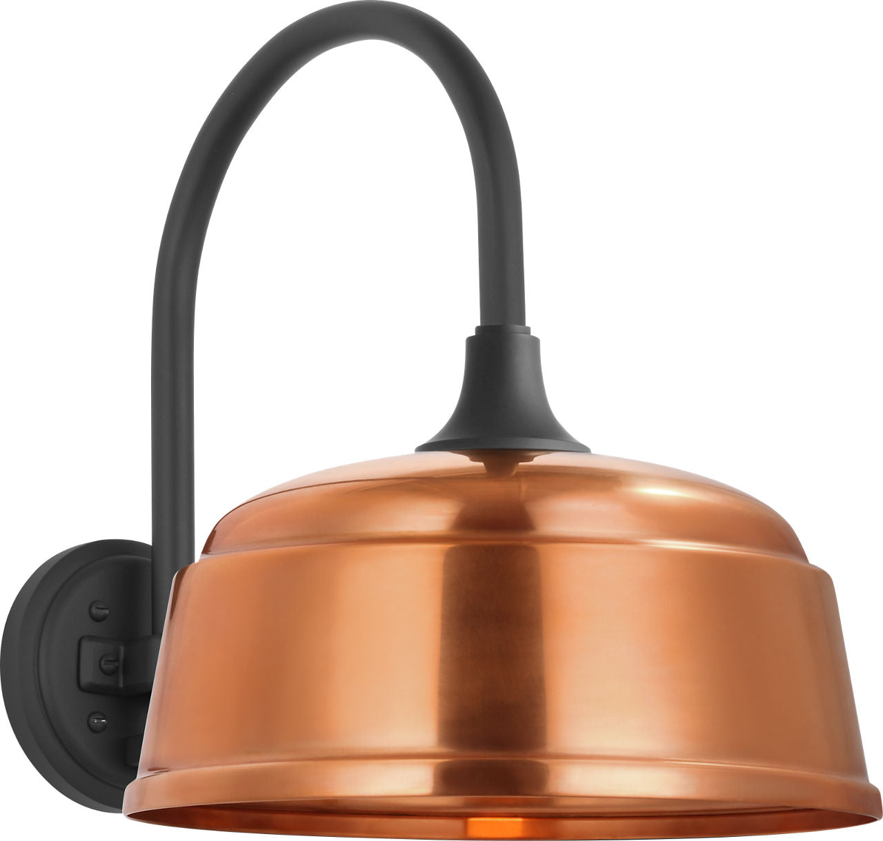 Academy 11" Arched Mack Barn Light | Matte Black | 12.5 | 12.5" Soft Copper Rockhouse Shade