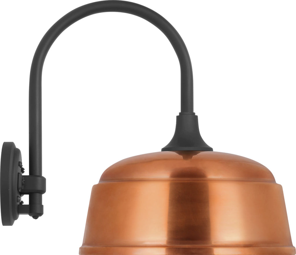 Academy 11" Arched Mack Barn Light | Matte Black | 12.5 | 12.5" Soft Copper Rockhouse Shade