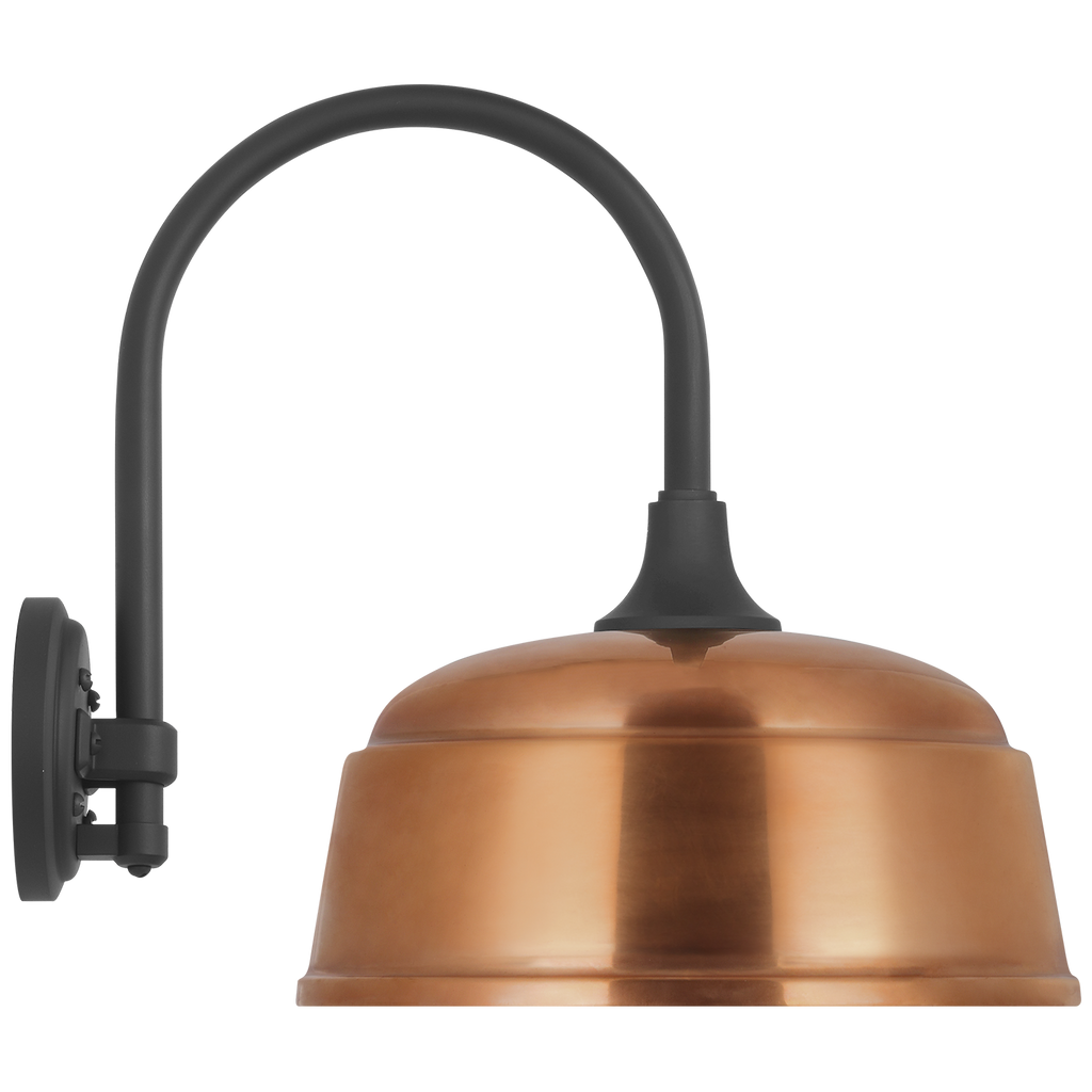 Academy 11" Arched Mack Barn Light | Matte Black | 12.5 | 12.5" Soft Copper Rockhouse Shade