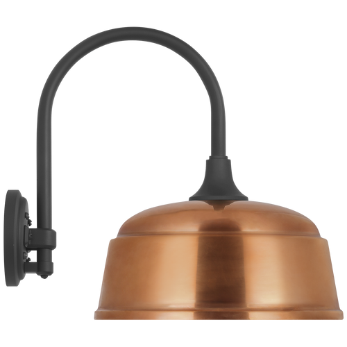 Academy 11" Arched Mack Barn Light | Matte Black | 12.5 | 12.5" Soft Copper Rockhouse Shade