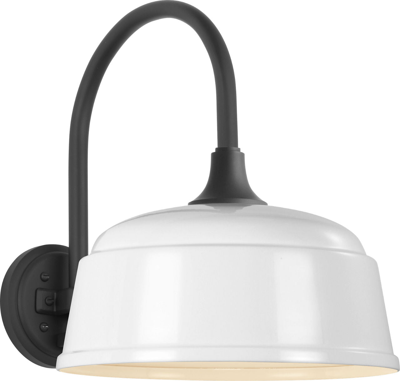 Academy 11" Arched Mack Barn Light | Matte Black | 12.5 | 12.5" White Rockhouse Shade