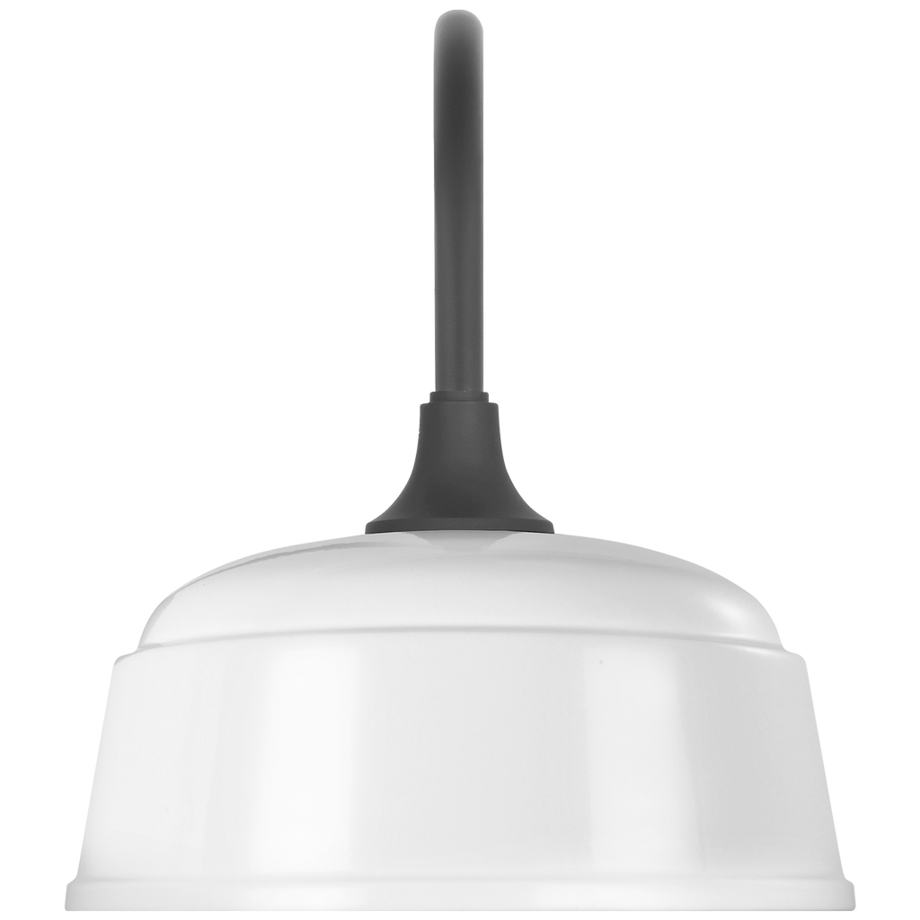 Academy 11" Arched Mack Barn Light | Matte Black | 12.5 | 12.5" White Rockhouse Shade