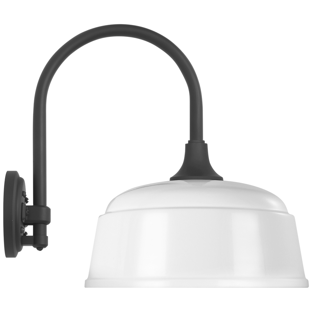 Academy 11" Arched Mack Barn Light | Matte Black | 12.5 | 12.5" White Rockhouse Shade