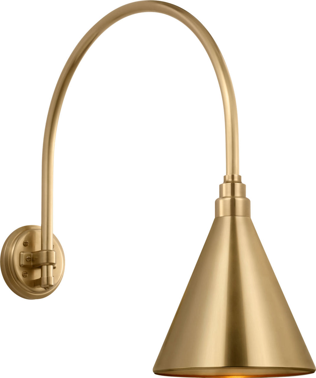 Academy 19.5" Arched Mack Barn Light | Hand-Rubbed Antique Brass | 9 | 9" Hand-Rubbed Antique Brass Conical Savannah Shade