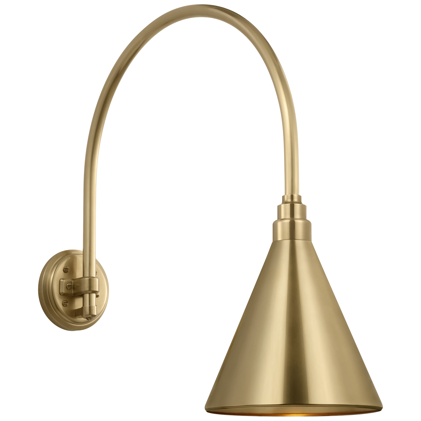 Academy 19.5" Arched Mack Barn Light | Hand-Rubbed Antique Brass | 9 | 9" Hand-Rubbed Antique Brass Conical Savannah Shade