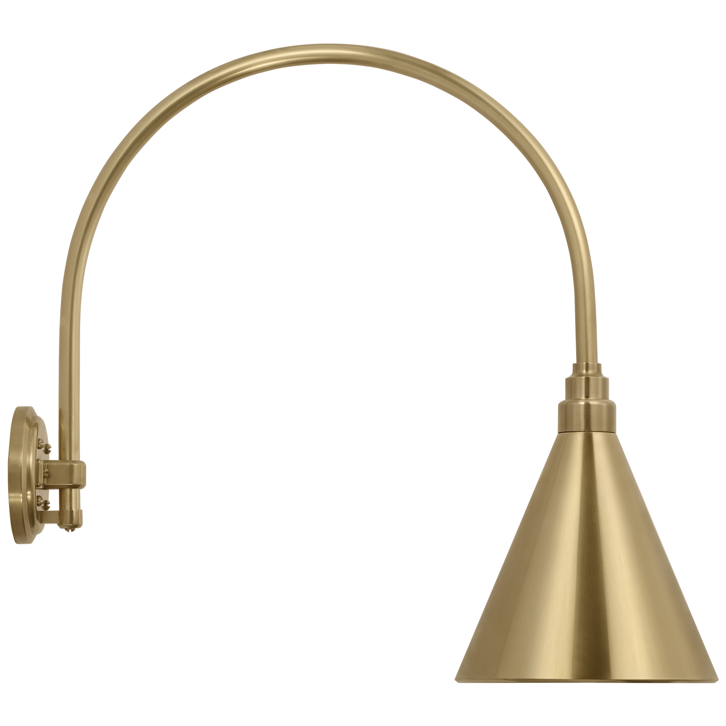 Academy 19.5" Arched Mack Barn Light | Hand-Rubbed Antique Brass | 9 | 9" Hand-Rubbed Antique Brass Conical Savannah Shade