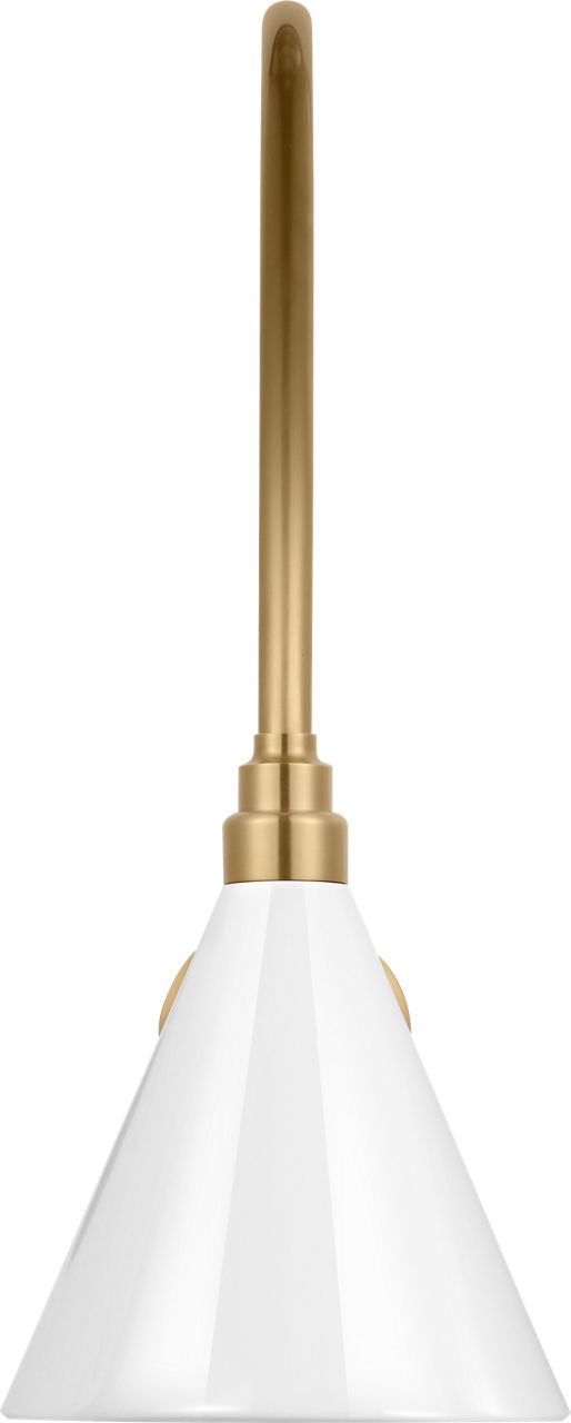 Academy 19.5" Arched Mack Barn Light | Hand-Rubbed Antique Brass | 9 | 9" White Conical Savannah Shade