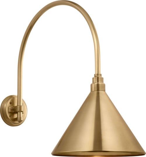 Academy 19.5" Arched Mack Barn Light | Hand-Rubbed Antique Brass | 12.5 | 12.5" Hand-Rubbed Antique Brass Conical Savannah Shade
