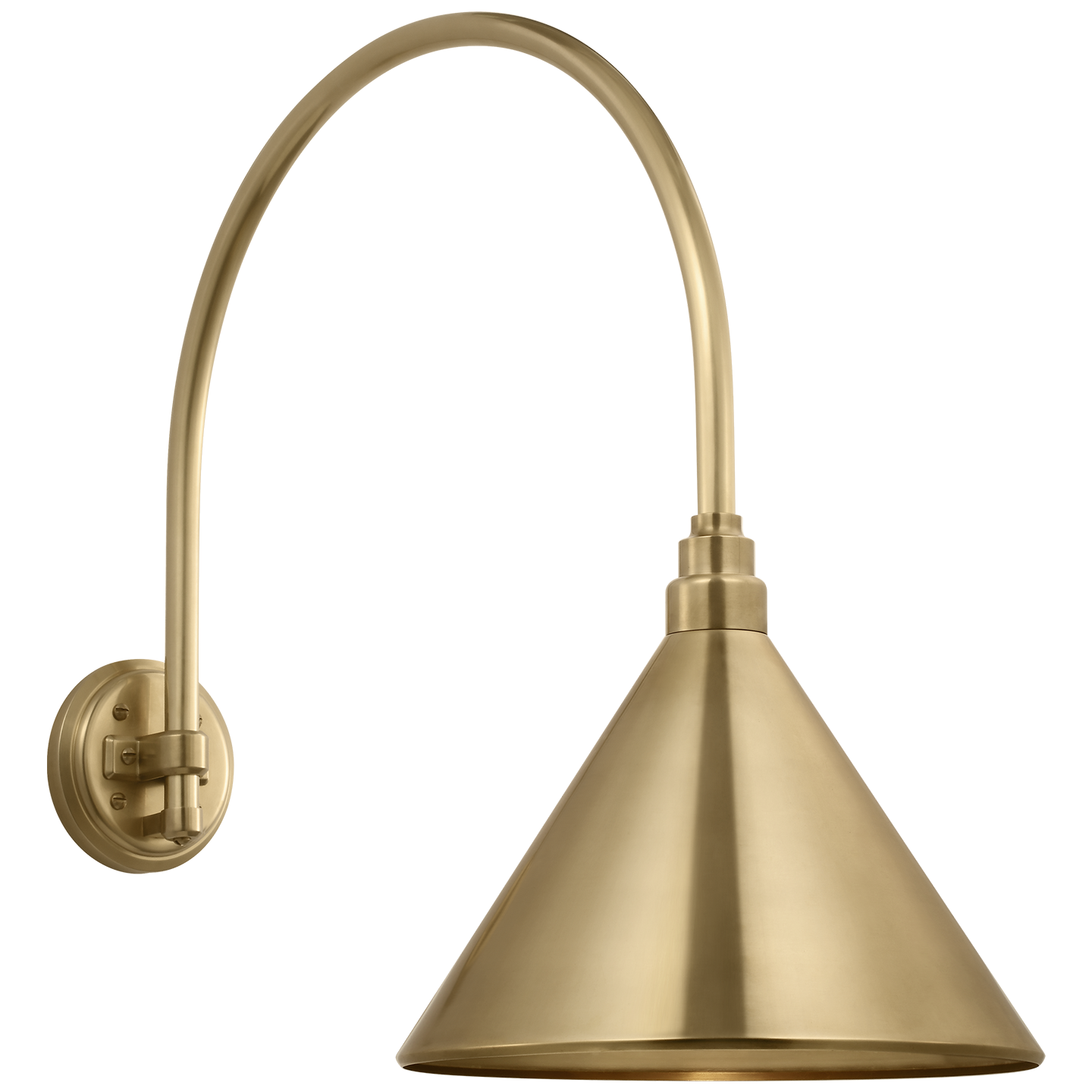 Academy 19.5" Arched Mack Barn Light | Hand-Rubbed Antique Brass | 12.5 | 12.5" Hand-Rubbed Antique Brass Conical Savannah Shade