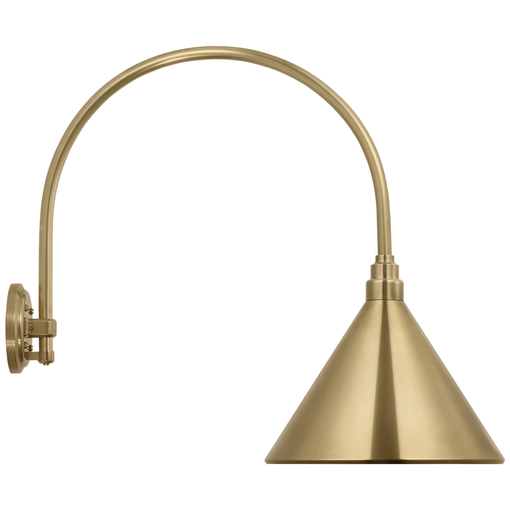 Academy 19.5" Arched Mack Barn Light | Hand-Rubbed Antique Brass | 12.5 | 12.5" Hand-Rubbed Antique Brass Conical Savannah Shade