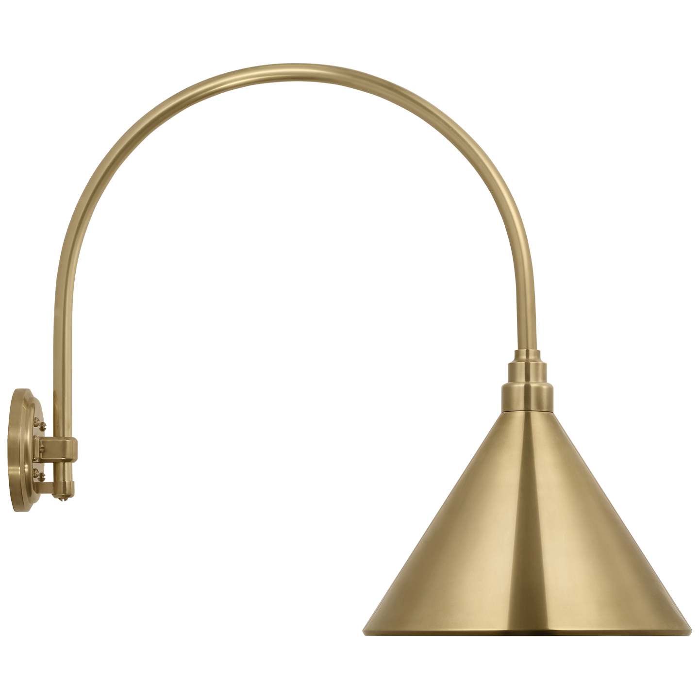 Academy 19.5" Arched Mack Barn Light | Hand-Rubbed Antique Brass | 12.5 | 12.5" Hand-Rubbed Antique Brass Conical Savannah Shade