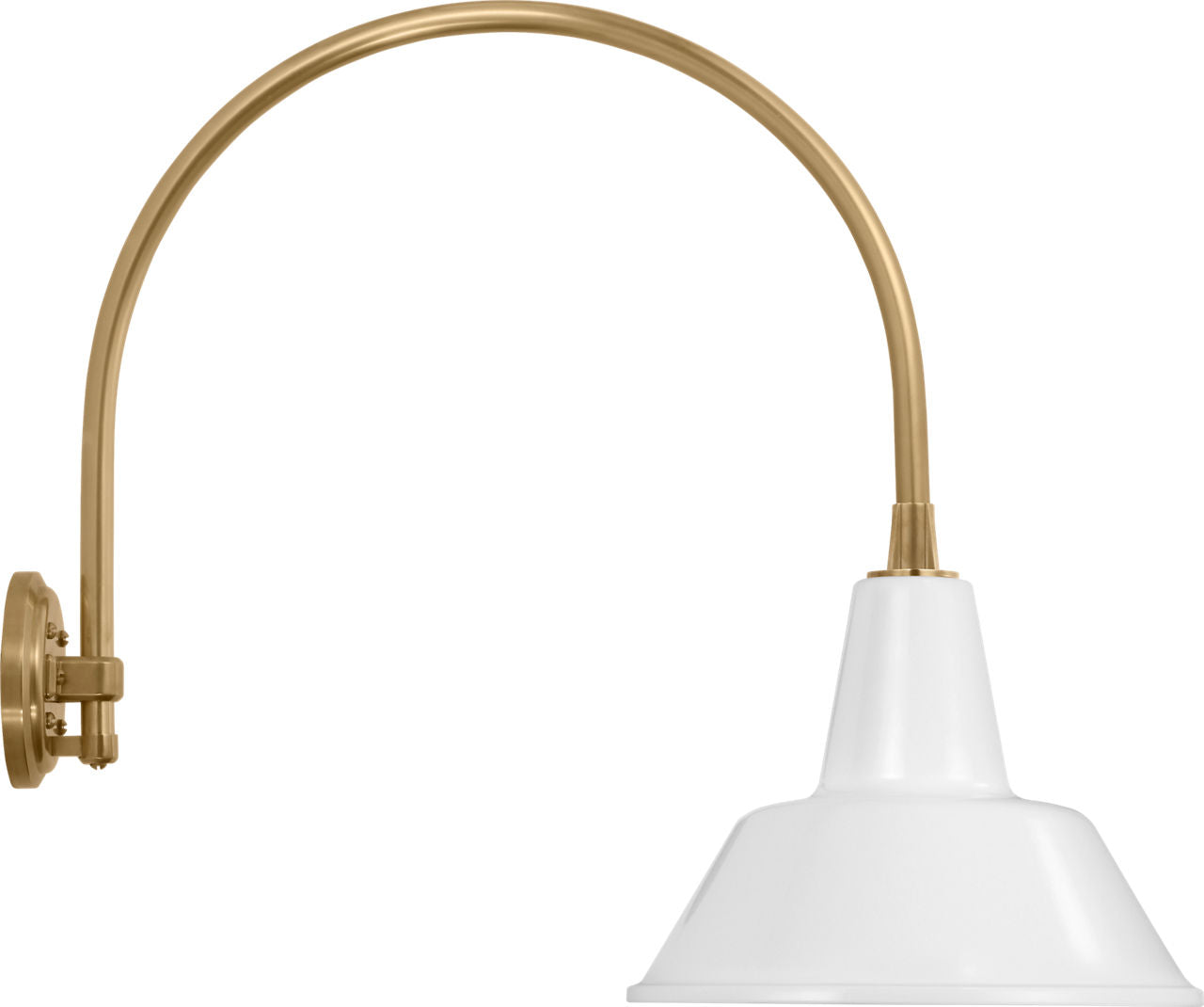 Academy 19.5" Arched Mack Barn Light | Hand-Rubbed Antique Brass | 12.5 | 12.5" White Bowers Shade