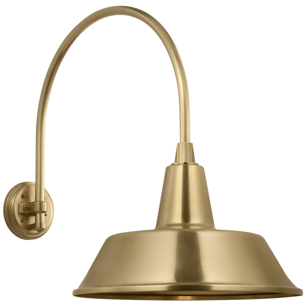 Academy 19.5" Arched Mack Barn Light | Hand-Rubbed Antique Brass | 16 | 16" Hand-Rubbed Antique Brass Bowers Shade