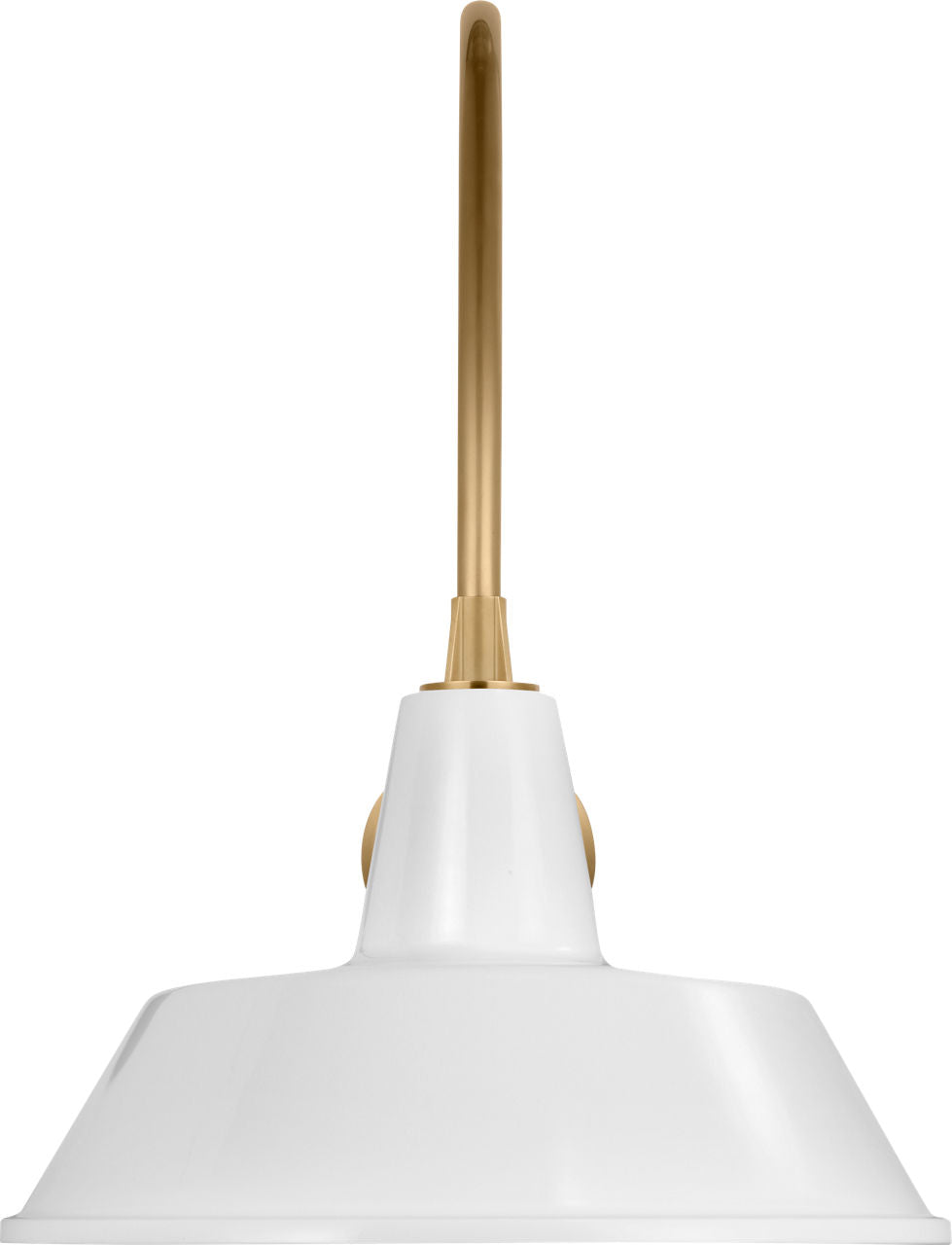 Academy 19.5" Arched Mack Barn Light | Hand-Rubbed Antique Brass | 16 | 16" White Bowers Shade
