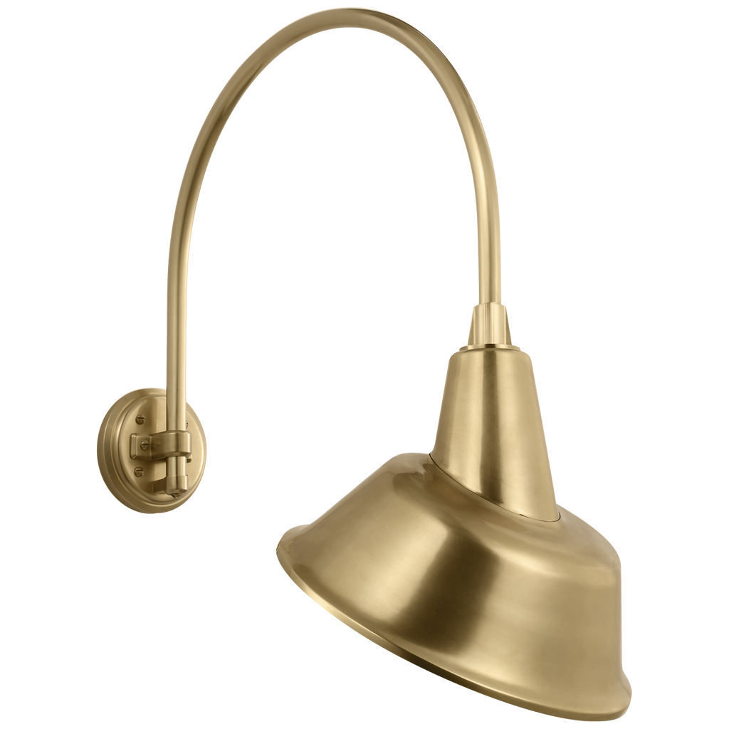 Academy 19.5" Arched Mack Barn Light | Hand-Rubbed Antique Brass | 12.5 | 12.5" Hand-Rubbed Antique Brass Tilted Bowers Shade