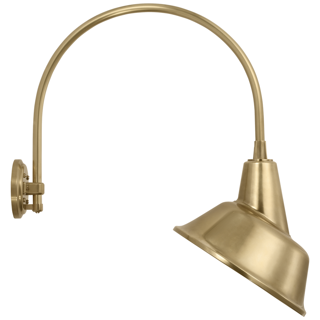 Academy 19.5" Arched Mack Barn Light | Hand-Rubbed Antique Brass | 12.5 | 12.5" Hand-Rubbed Antique Brass Tilted Bowers Shade