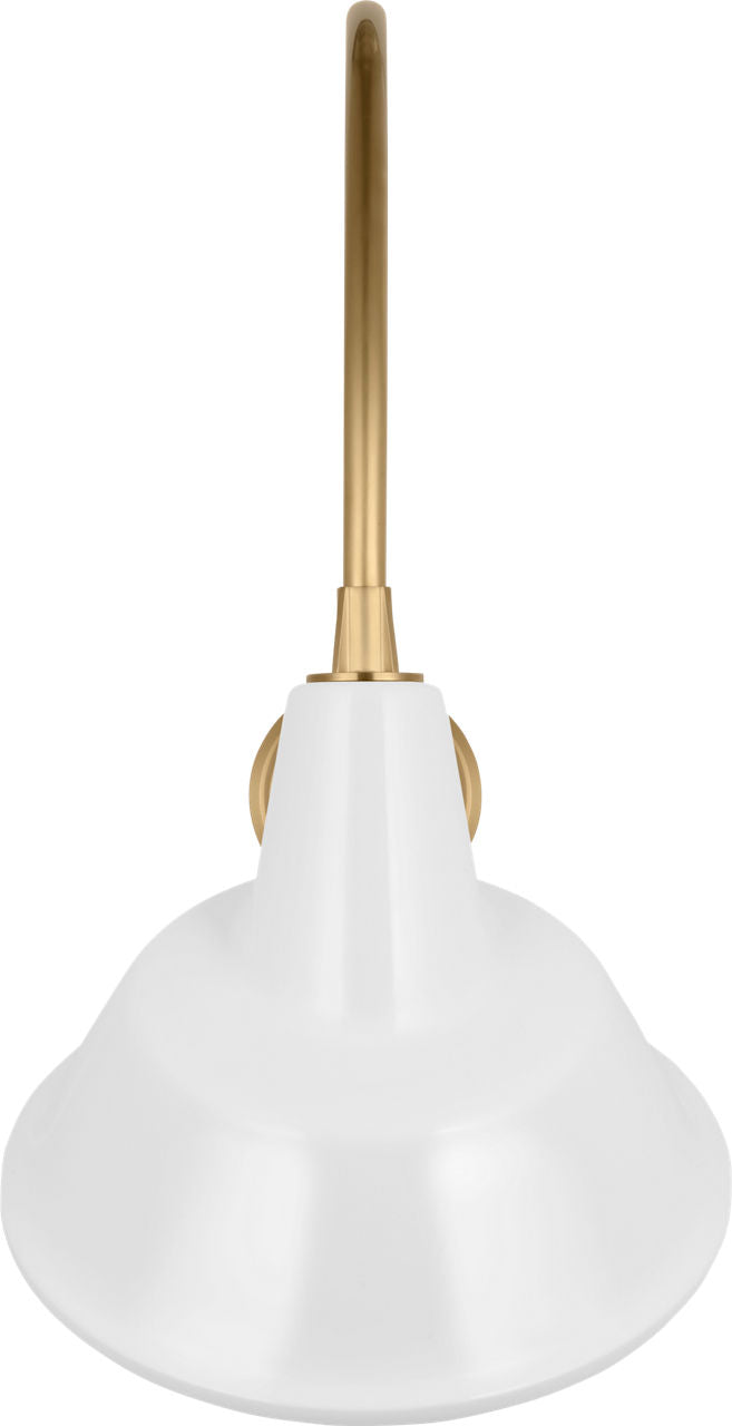 Academy 19.5" Arched Mack Barn Light | Hand-Rubbed Antique Brass | 12.5 | 12.5" White Tilted Bowers Shade