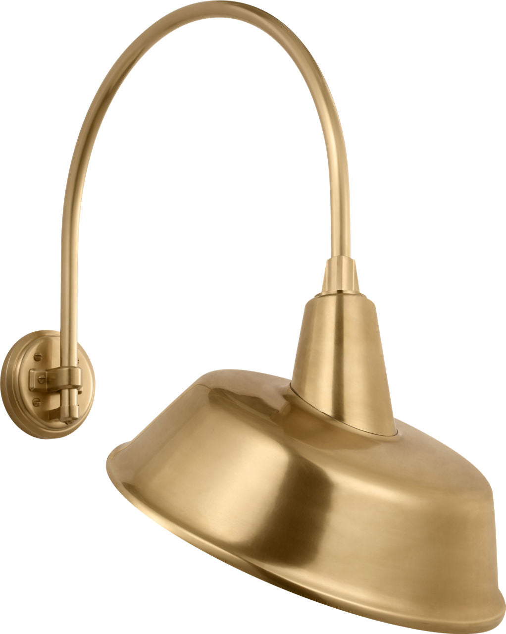 Academy 19.5" Arched Mack Barn Light | Hand-Rubbed Antique Brass | 16 | 16" Hand-Rubbed Antique Brass Tilted Bowers Shade