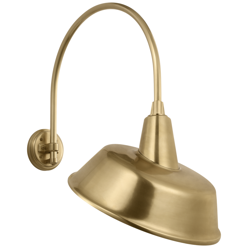 Academy 19.5" Arched Mack Barn Light | Hand-Rubbed Antique Brass | 16 | 16" Hand-Rubbed Antique Brass Tilted Bowers Shade