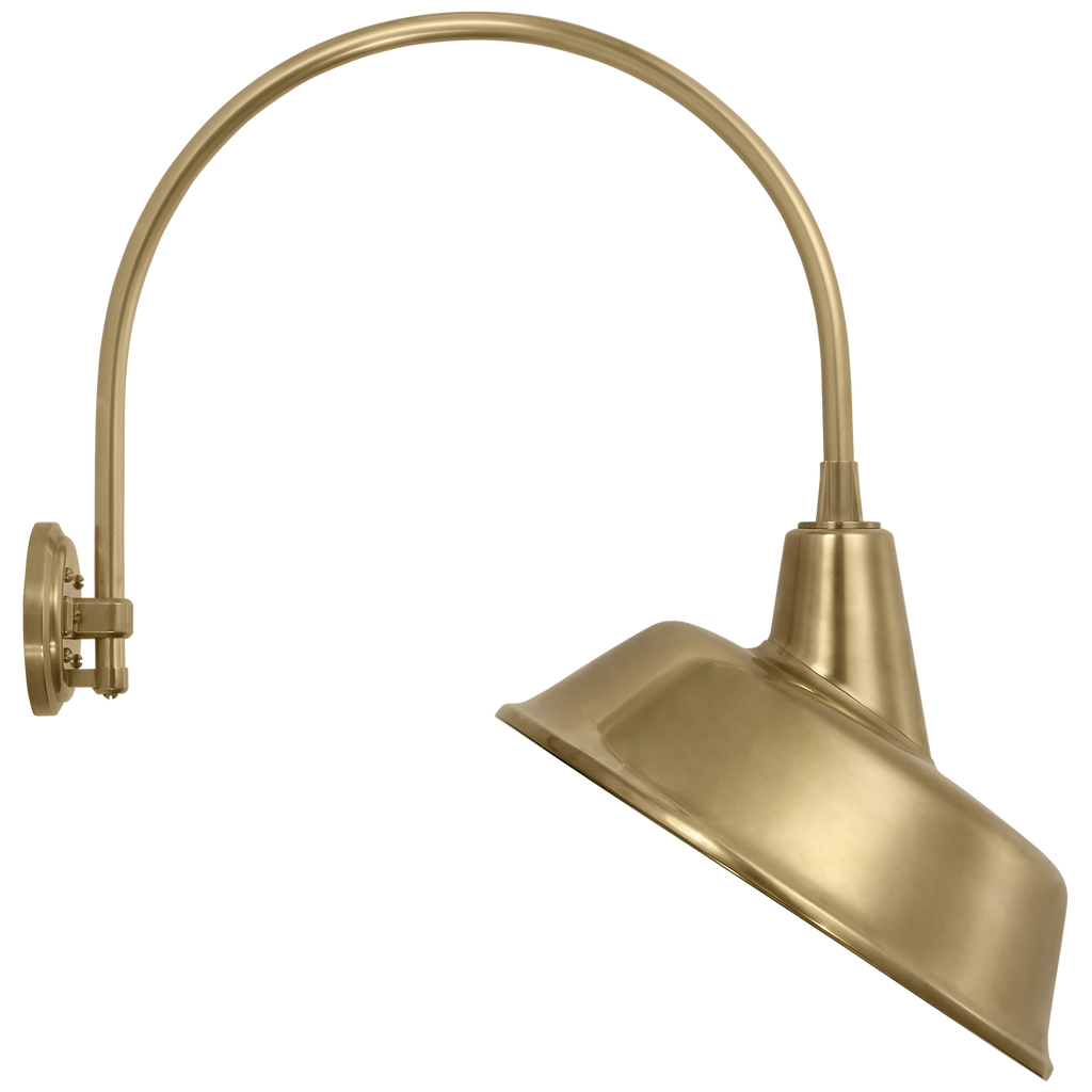 Academy 19.5" Arched Mack Barn Light | Hand-Rubbed Antique Brass | 16 | 16" Hand-Rubbed Antique Brass Tilted Bowers Shade