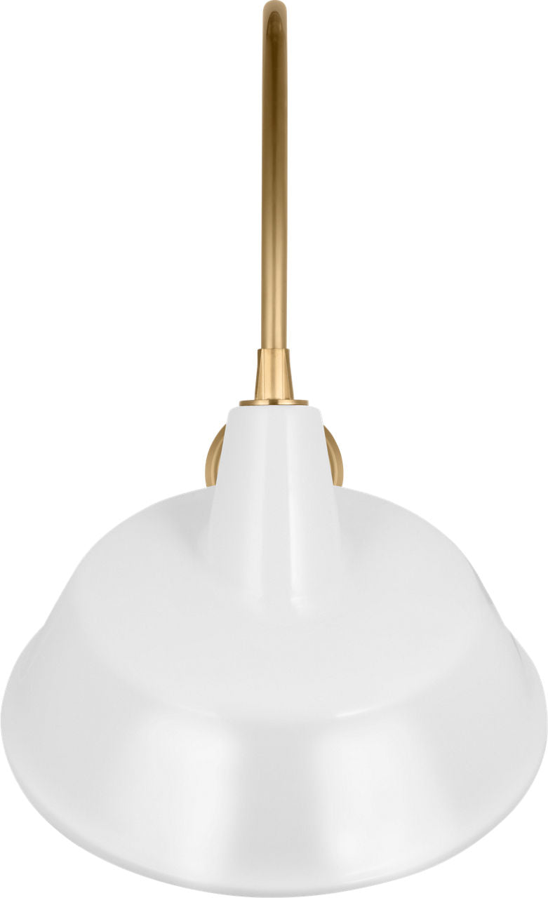 Academy 19.5" Arched Mack Barn Light | Hand-Rubbed Antique Brass | 16 | 16" White Tilted Bowers Shade