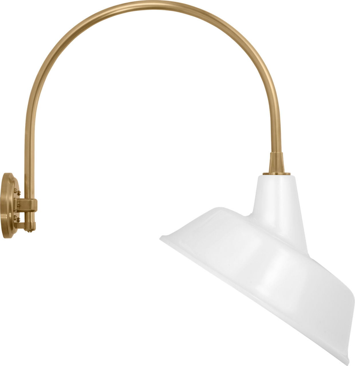Academy 19.5" Arched Mack Barn Light | Hand-Rubbed Antique Brass | 16 | 16" White Tilted Bowers Shade