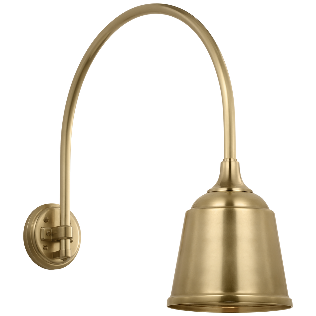 Academy 19.5" Arched Mack Barn Light | Hand-Rubbed Antique Brass | 8 | 8" Hand-Rubbed Antique Brass Rockhouse Shade