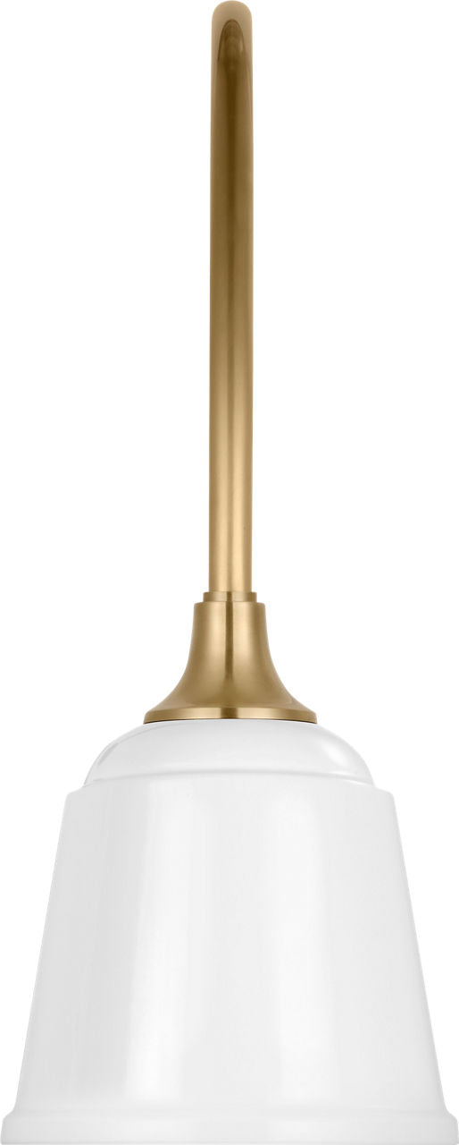 Academy 19.5" Arched Mack Barn Light | Hand-Rubbed Antique Brass | 8 | 8" White Rockhouse Shade