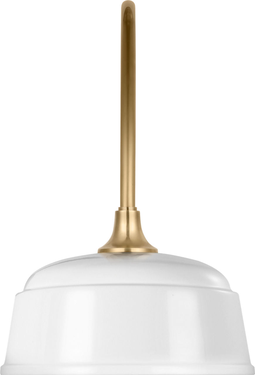 Academy 19.5" Arched Mack Barn Light | Hand-Rubbed Antique Brass | 12.5 | 12.5" White Rockhouse Shade