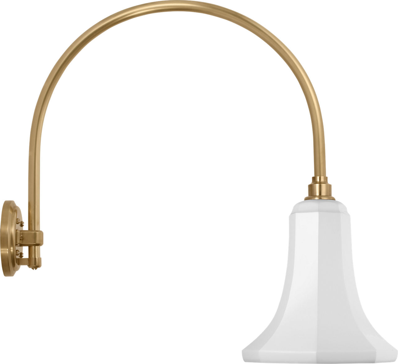 Academy 19.5" Arched Mack Barn Light | Hand-Rubbed Antique Brass | 9.25 | 9.25" White Savannah Shade