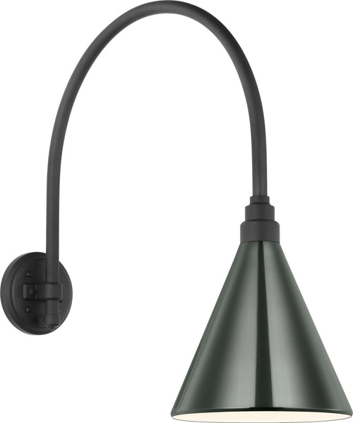 Academy 19.5" Arched Mack Barn Light | Matte Black | 9 | 9" Green Conical Savannah Shade