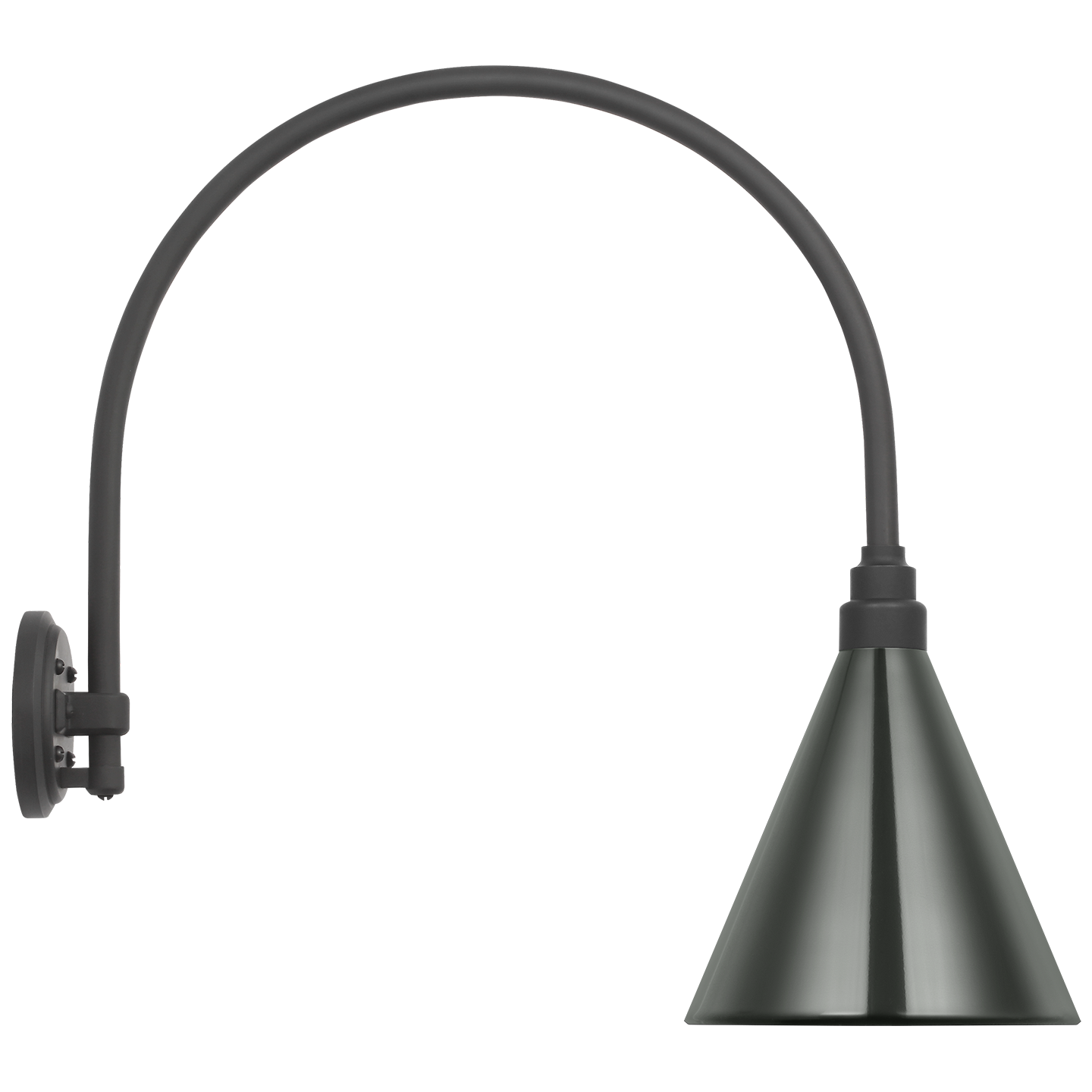 Academy 19.5" Arched Mack Barn Light | Matte Black | 9 | 9" Green Conical Savannah Shade