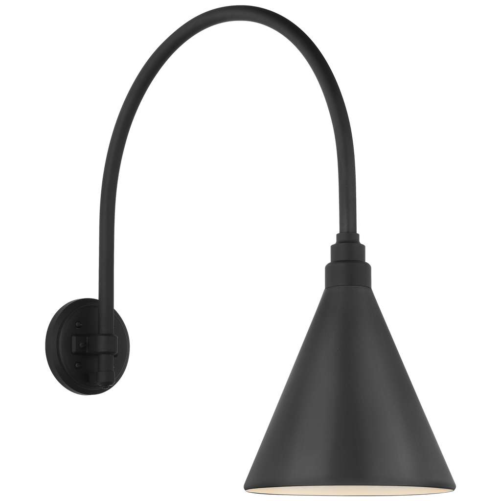 Academy 19.5" Arched Mack Barn Light | Matte Black | 9 | 9" Matte Black Conical Savannah Shade