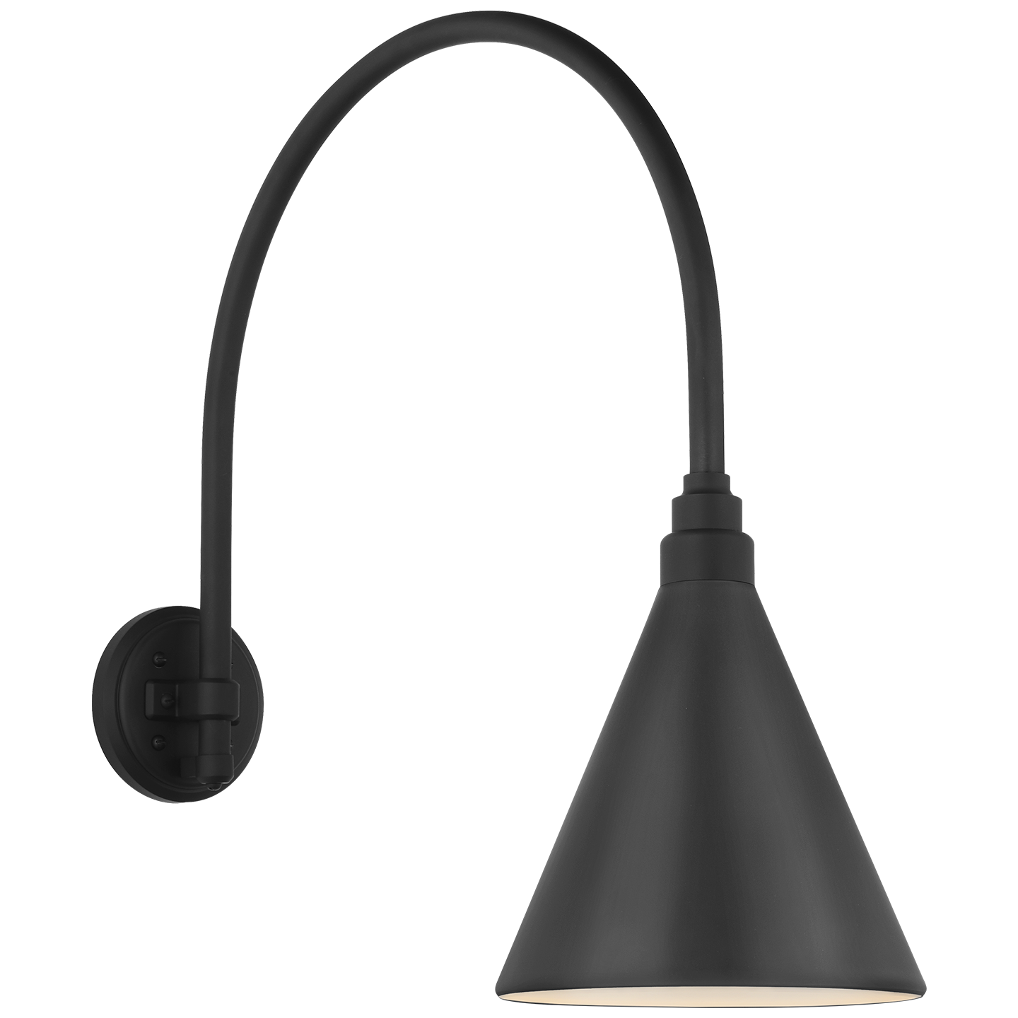 Academy 19.5" Arched Mack Barn Light | Matte Black | 9 | 9" Matte Black Conical Savannah Shade