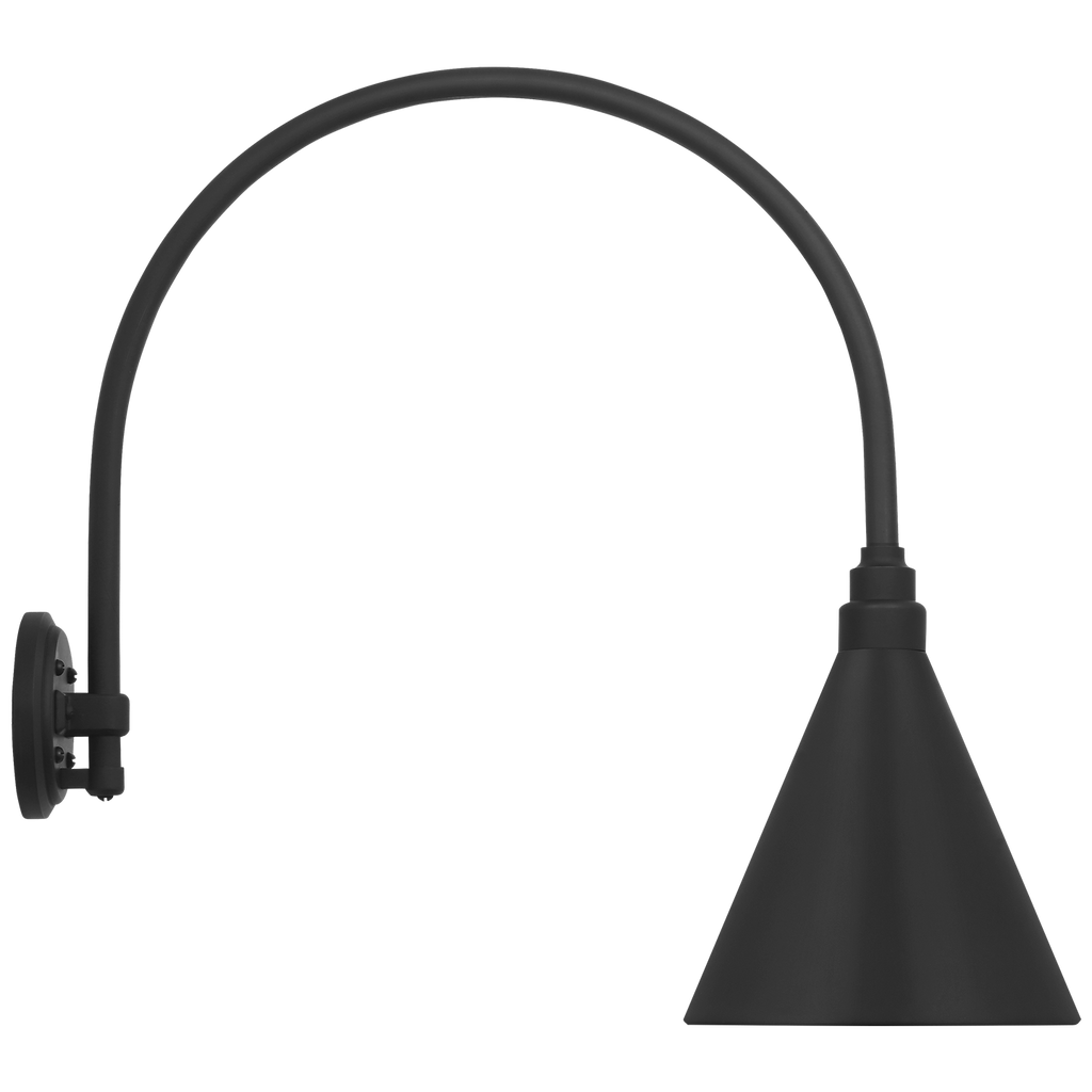 Academy 19.5" Arched Mack Barn Light | Matte Black | 9 | 9" Matte Black Conical Savannah Shade