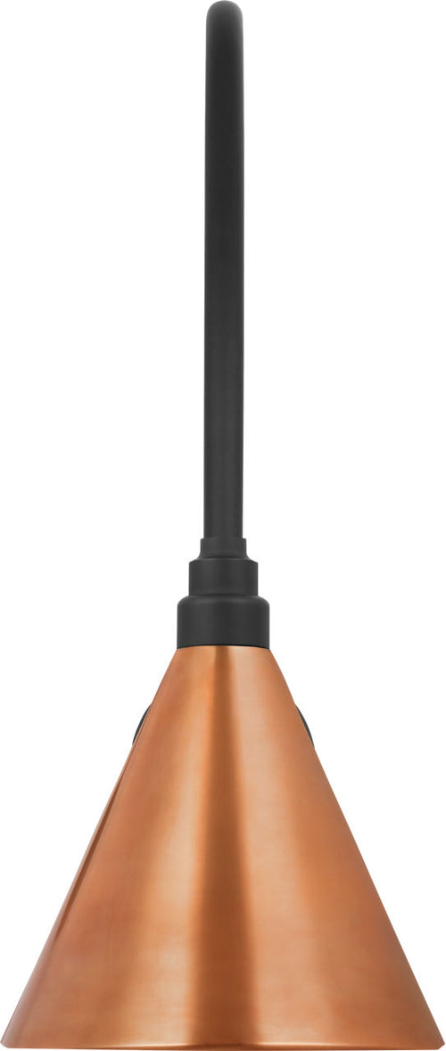Academy 19.5" Arched Mack Barn Light | Matte Black | 9 | 9" Soft Copper Conical Savannah Shade