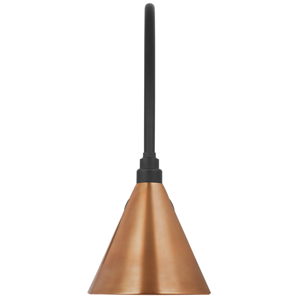 Academy 19.5" Arched Mack Barn Light | Matte Black | 9 | 9" Soft Copper Conical Savannah Shade