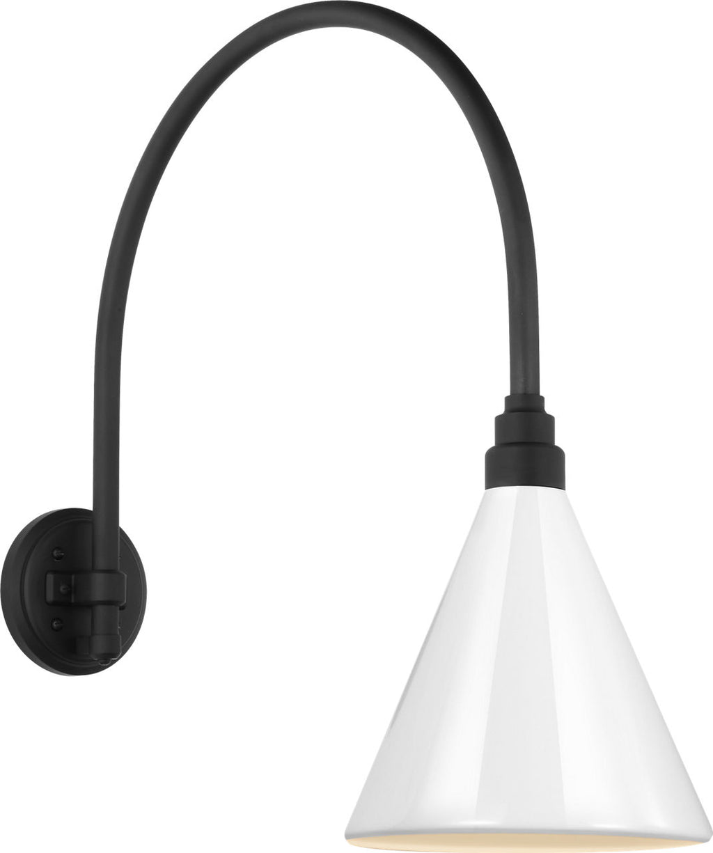 Academy 19.5" Arched Mack Barn Light | Matte Black | 9 | 9" White Conical Savannah Shade