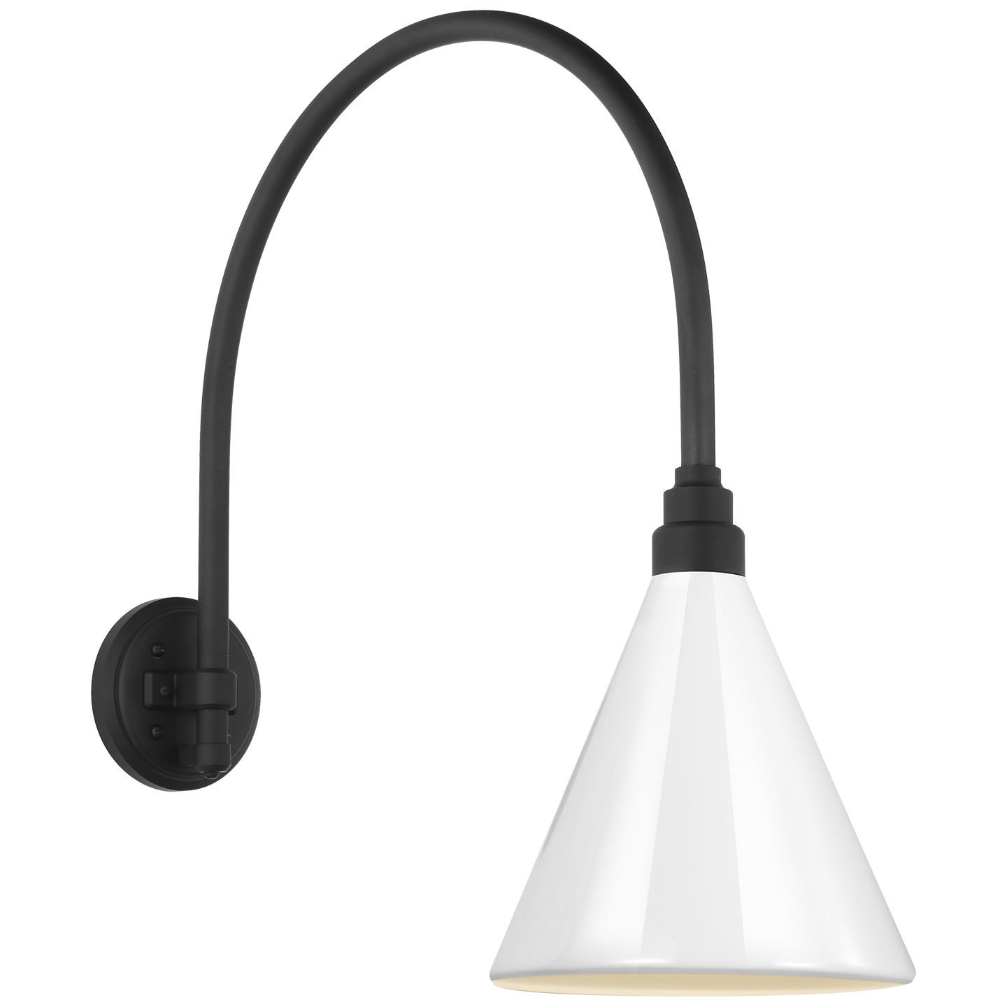 Academy 19.5" Arched Mack Barn Light | Matte Black | 9 | 9" White Conical Savannah Shade
