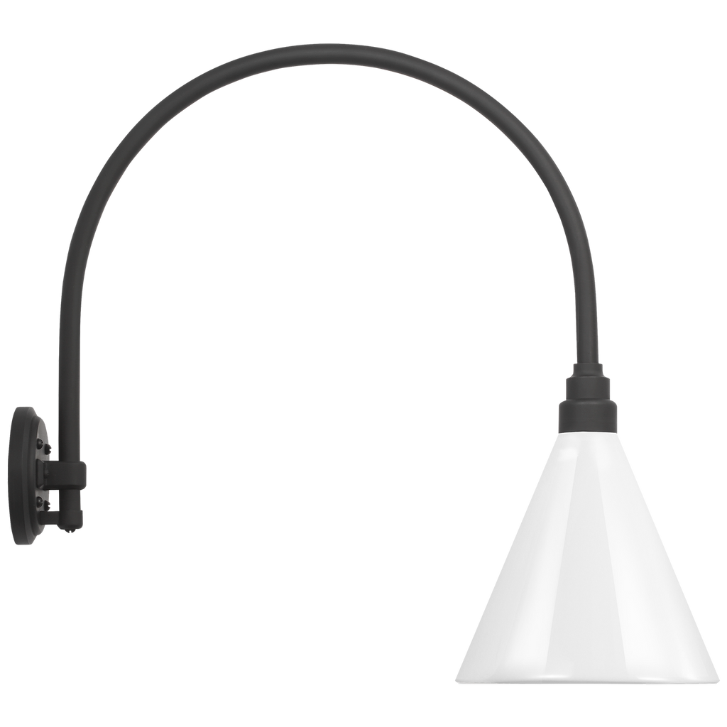 Academy 19.5" Arched Mack Barn Light | Matte Black | 9 | 9" White Conical Savannah Shade