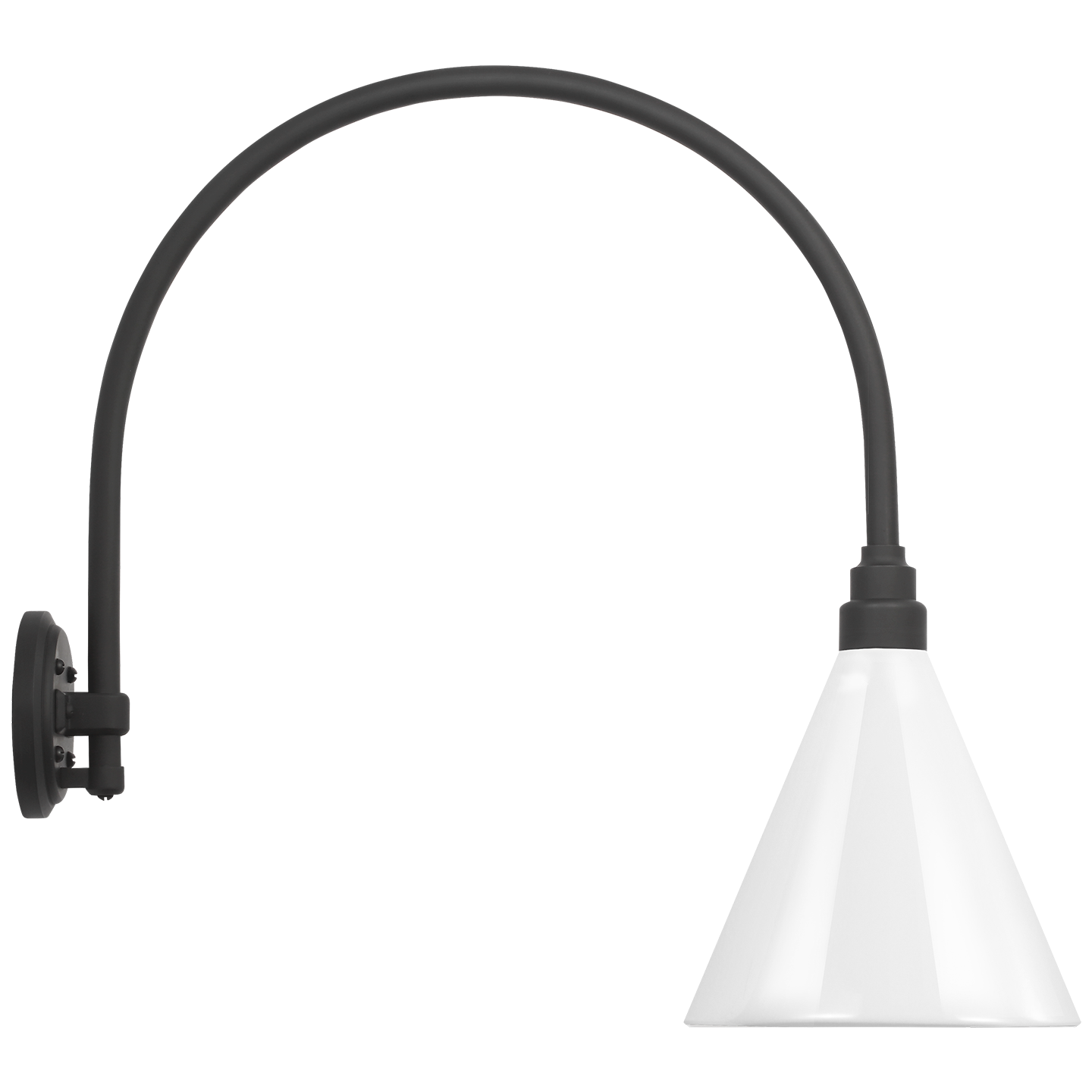 Academy 19.5" Arched Mack Barn Light | Matte Black | 9 | 9" White Conical Savannah Shade