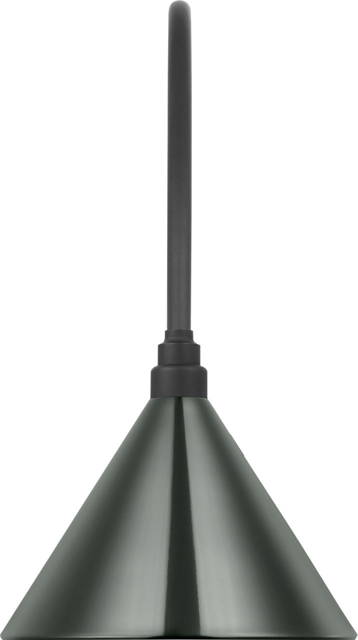 Academy 19.5" Arched Mack Barn Light | Matte Black | 12.5 | 12.5" Green Conical Savannah Shade